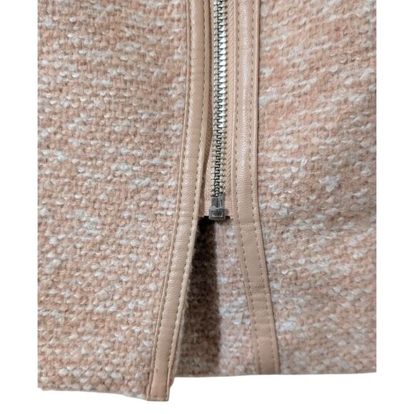 INC International Concepts Blush Cream Tweed Zip Front Moto Jacket Coat Size M - Picture 9 of 11